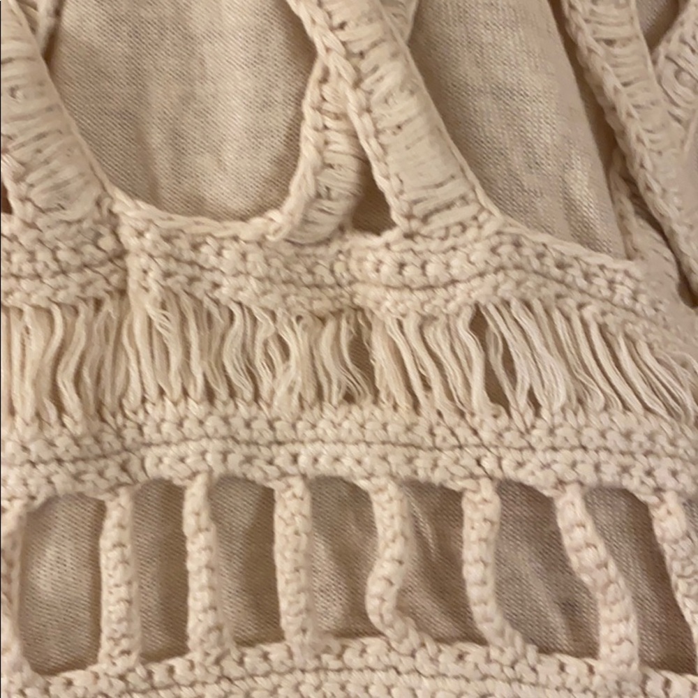 Chico’s Linen Blend Macramé Zippered Cardigan - Picture 2 of 7